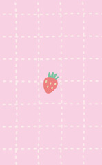 strawberry with pink grid background 