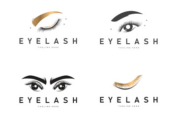 simple black silhouette design eyelash logo decoration beautify the face with a template concept for salon, spa, cosmetic shop or other business