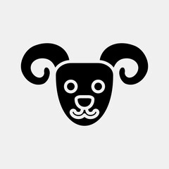 Icon aries the ram. Zodiac horoscope elements. Icon in glyph style.