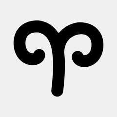 Icon aries. Zodiac horoscope elements. Icon in glyph style.