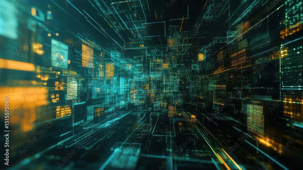 Poster digital data streams in cyberspace.