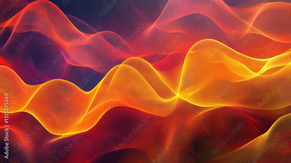 Poster abstract fiery wave mesh pattern.