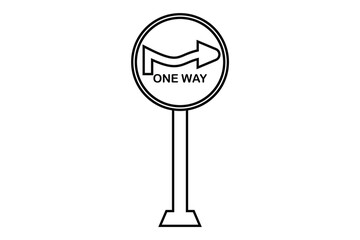 one way signpost icon, road sign isolated on white background.