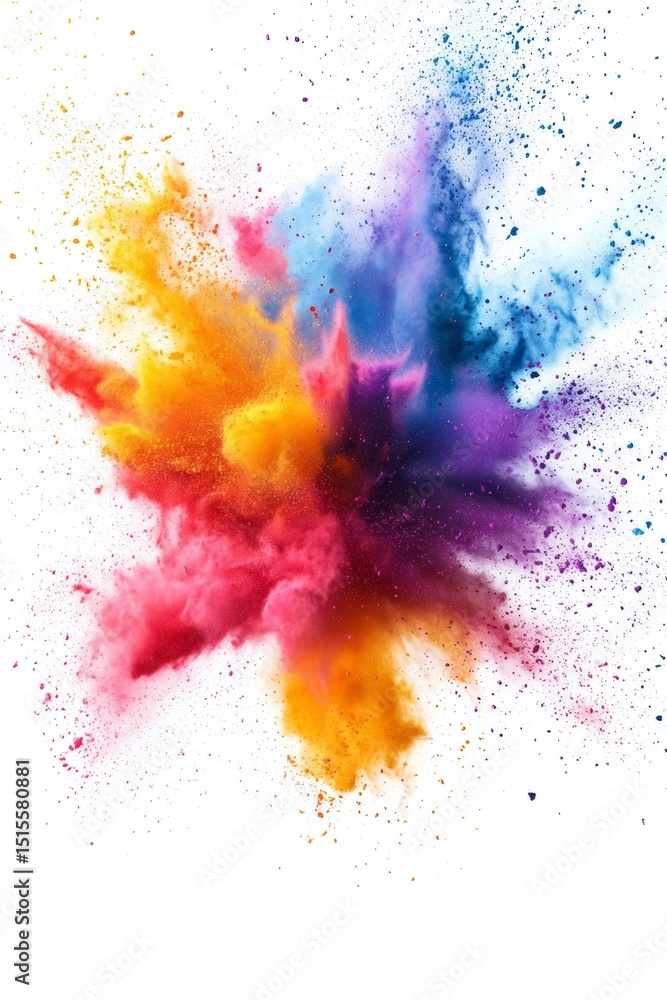 Poster bright and vibrant explosion of color in a gradient pattern against gray background.