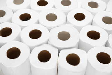 Many rolls of toilet paper, closeup