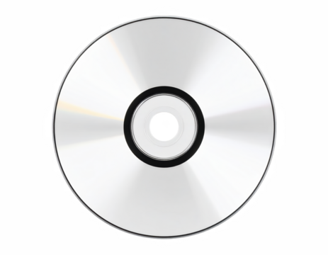 Isolated cd or dvd disc displayed on a transparent background highlighting the circular shape and surface for media and technology visuals
