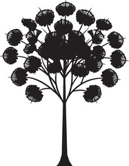 Naklejka premium Walnut Tree Artwork in Black Silhouette
