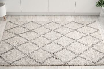 Soft rug on floor in kitchen