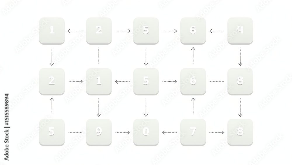 Poster diagram showing network of numbered nodes with arrows on white background