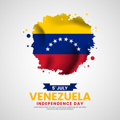 Venezuela Grunge brush painted flag style for independence day square banner background