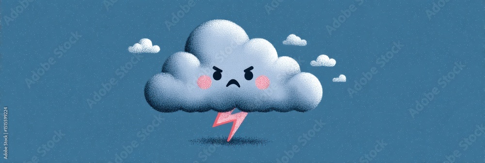 Aufkleber angry cloud illustration with lightning bolt and error code highlighted on a clear background