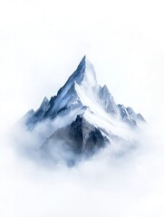Misty Mountain Peak Emerging from Foggy Horizon