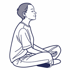 Woman meditating in a peaceful pose sitting cross legged