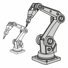 Professional robotic arm illustration, isolated cutout, transparent background