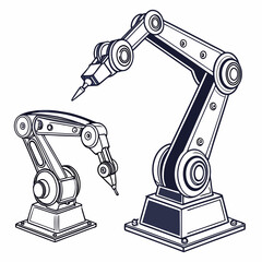 Professional robotic arms cutout, isolated on white background