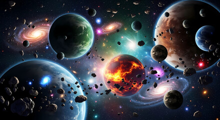 Cosmic Collision: Planets, Nebulae, and Celestial Debris in Stunning Detail