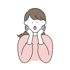 驚き顔の女性_上半身