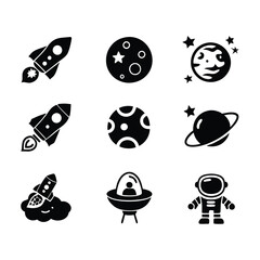 Fototapeta premium illustration set of space theme icons hand drawn doodle style