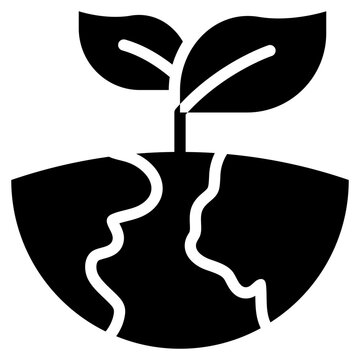 black earth sprouting plant icon clip art preview