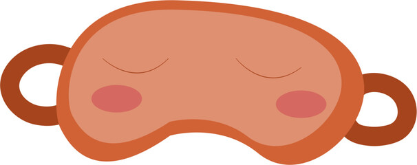 Fototapeta premium Cartoon Sleeping Mask: Peach & Brown, Closed Eyes, Relaxation.