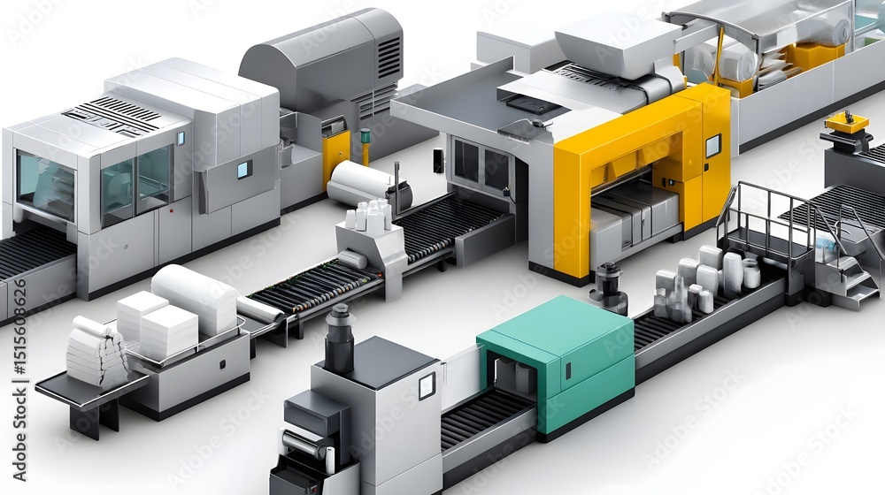 Aufkleber an industrial print with aligned stacks for efficient production.