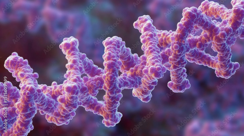 Poster closeup of a double helix dna strand under a microscope laboratory scientific image research environ