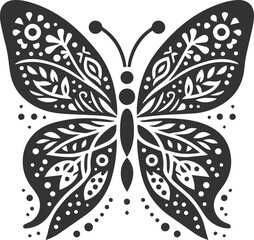 Butterfly floral decoration style silhouette vector illustration