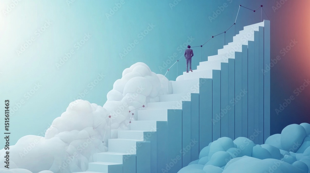 Aufkleber achieving success conceptual visualization of goals met in an inspirational environment from a perso