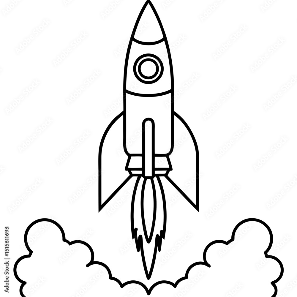 Poster rocket ship launch vector icon startup graphic element