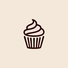 A charming logo design for a small bakery featuring a vector cupcake, with a feminine logotype that conveys warmth and sweetness.