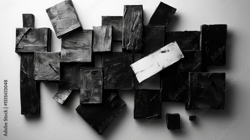 Aufkleber Black and white angular metal art piece with abstract modernist structure