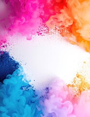 A vibrant, swirling background of colorful smoke in shades of blue, pink, and yellow, creating a dynamic and ethereal atmosphere. Perfect for artistic designs.