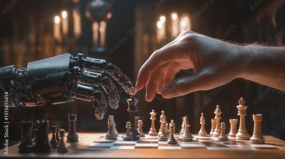 Poster experience the evolution of gaming with a robot hand interactive gameplay in a futuristic arena enga
