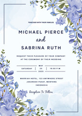 Hand drawn elegant beautiful floral wedding invitation card template 