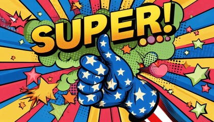 super pop art exclamation approve expression  thumb up excitement surprise speech text retro design vintage