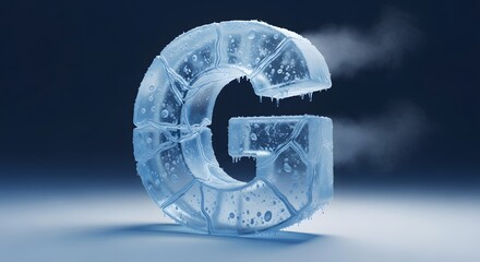 Frozen Letter G: Ice Sculpture, Cold, Winter Alphabet