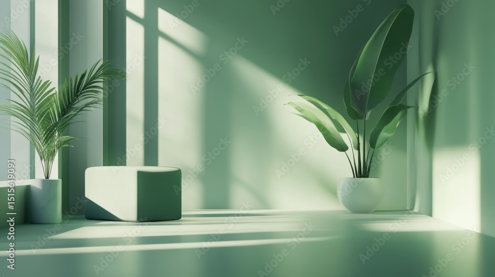 Aufkleber minimalist green gradient backdrop for artistic displays in serene spaces