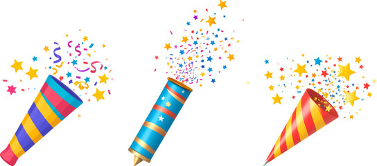 Obraz premium Colorful celebration party streamers and confetti illustration