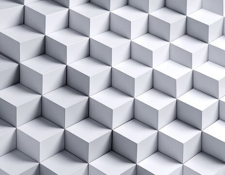 Fototapeta Abstract 3D grid of white cubes