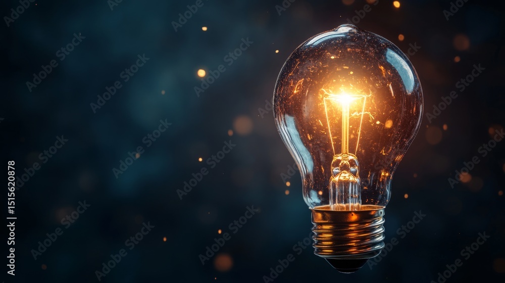 Poster illuminating ideas visual metaphor of a light bulb in a creative workspace conceptual artwork artist