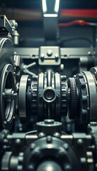 Naklejka premium close up of a machine with gears