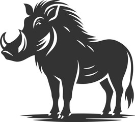 Black vector animal warthog silhouette drawing isolated