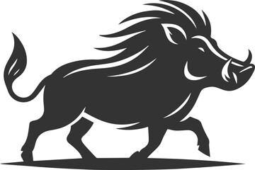 Black vector animal warthog silhouette drawing isolated