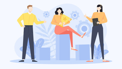 Three people joyfully celebrating success with high-fives. Great for teamwork, achievement, success concept in business, education, or sports.