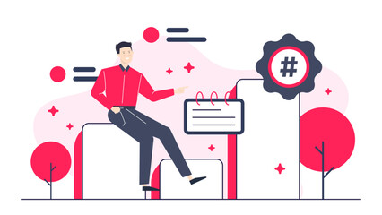 Man on platform pointing to calendar, reflecting on time management, schedule planning, appointments, deadlines, organization, productivity, and goal setting.