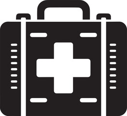 Obraz premium first aid kit logo vector illustration, first aid kit silhouette vector icon