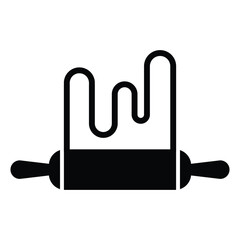 black and white rolling pin icon in flat design