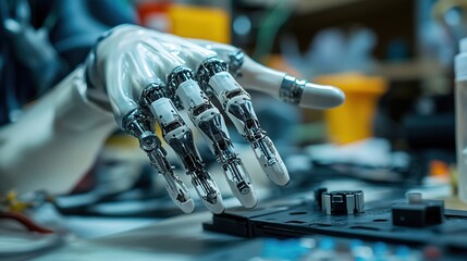 A team of engineers developing bionic limbs for disabled individuals 