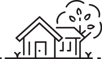 black white home line art