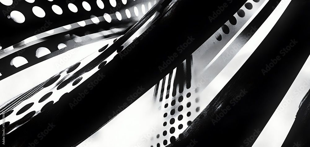 Poster abstract monochrome composition with geometric patterns and textures